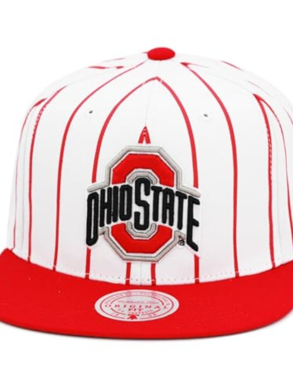 Mitchell & Ness Ohio State Buckeyes NCAA Retro Pinstripe Snapback Hat Cap - Whit